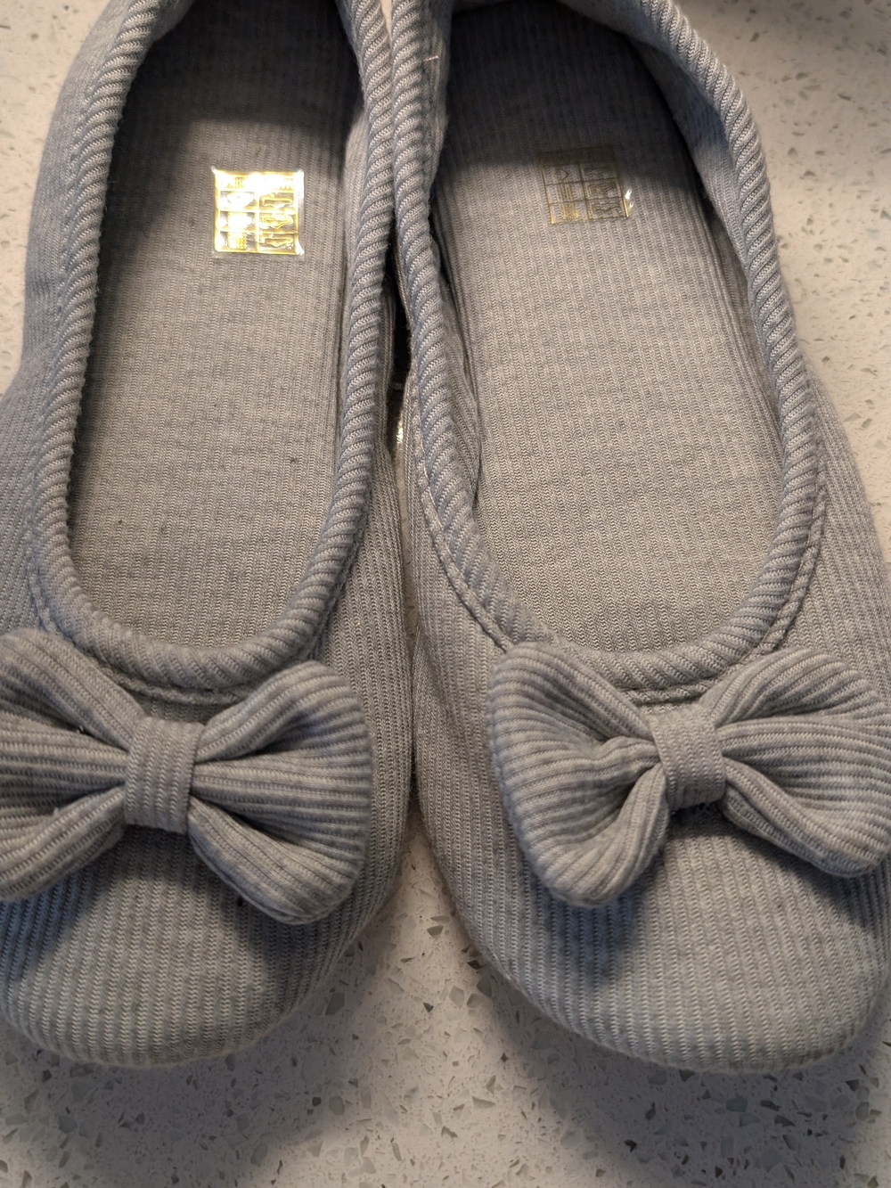 Light Gray Bow Ballet Slippers
